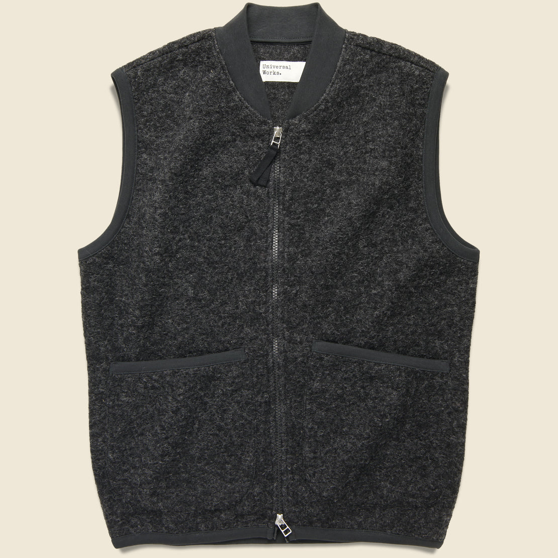 Universal Works Zip Fleece Waistcoat - Charcoal Wool