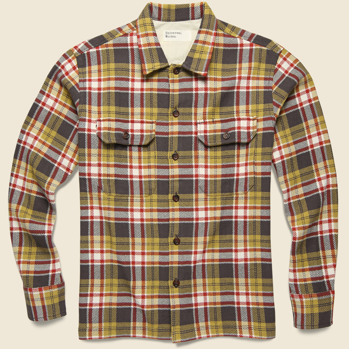 Universal Works Utility Shirt - Sand/Red Check