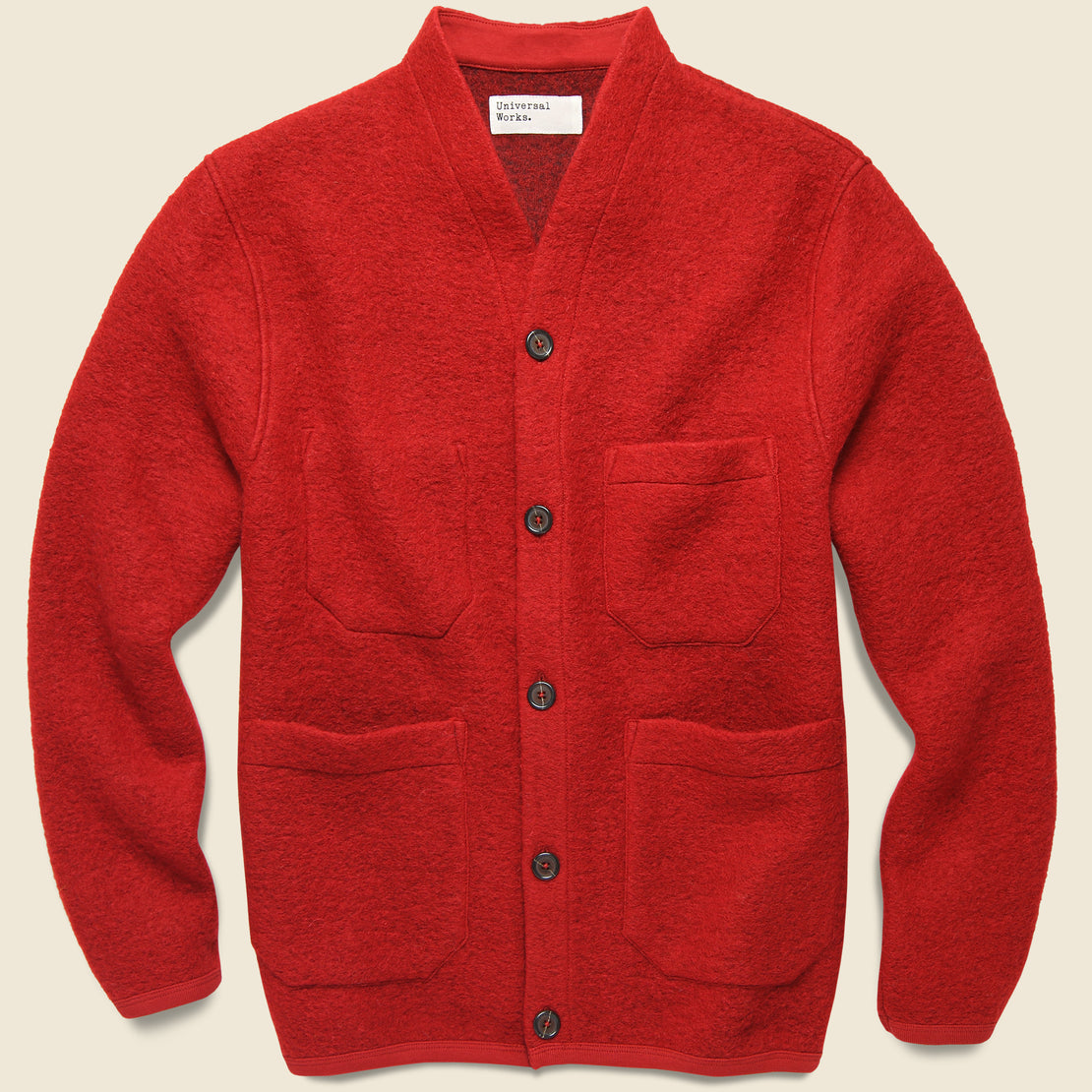 Universal Works Wool Fleece Cardigan - Red