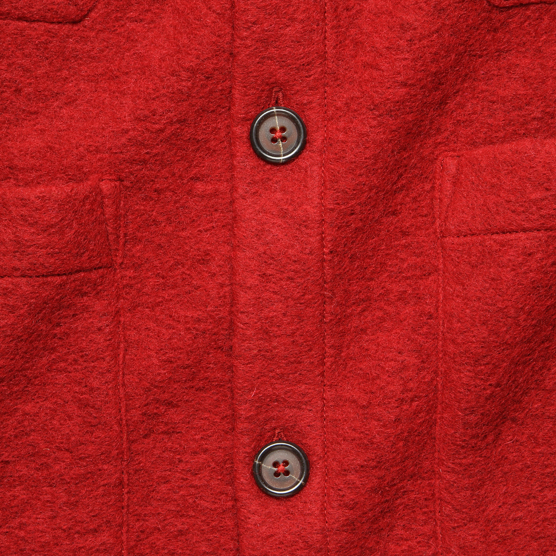 Wool Fleece Cardigan - Red - Universal Works - STAG Provisions - Tops - Sweater