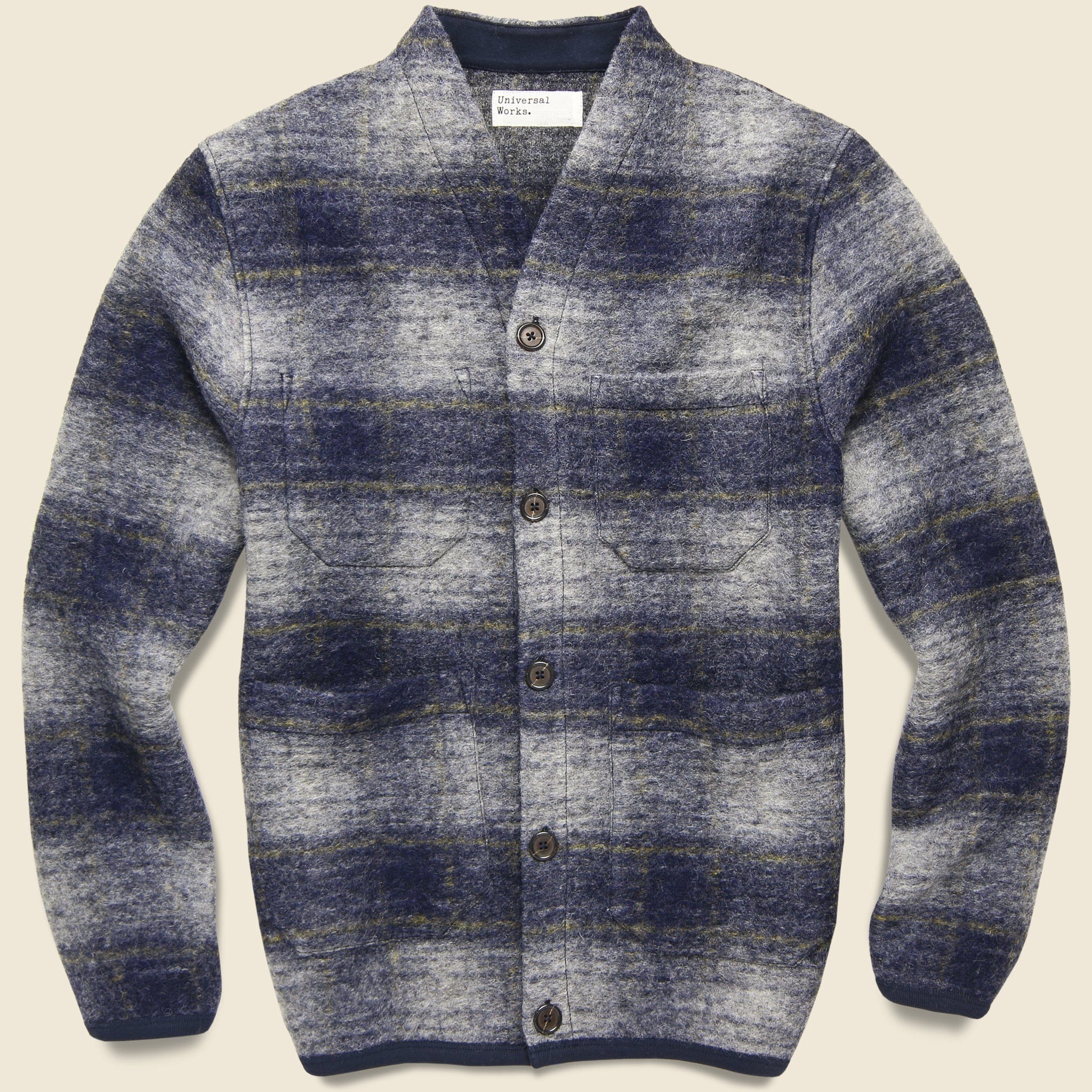 Wool Fleece Cardigan - Navy - Universal Works - STAG Provisions - Tops - Sweater