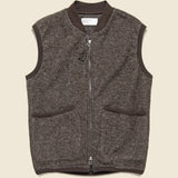 Wool Fleece Zip Waistcoat - Brown - Universal Works - STAG Provisions - Outerwear - Coat / Jacket