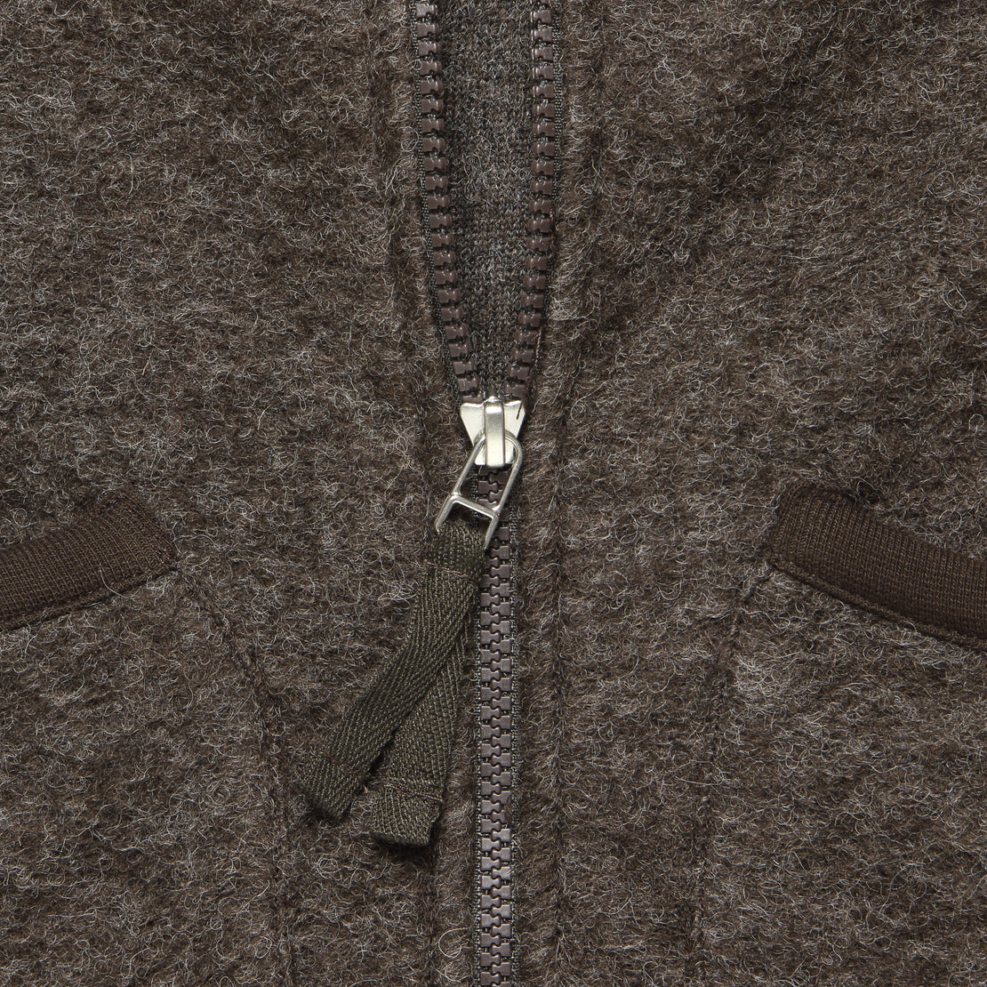 Wool Fleece Zip Waistcoat - Brown
