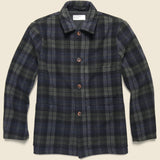 Simple Wool Bakers Jacket - Charcoal Check - Universal Works - STAG Provisions - Outerwear - Coat / Jacket