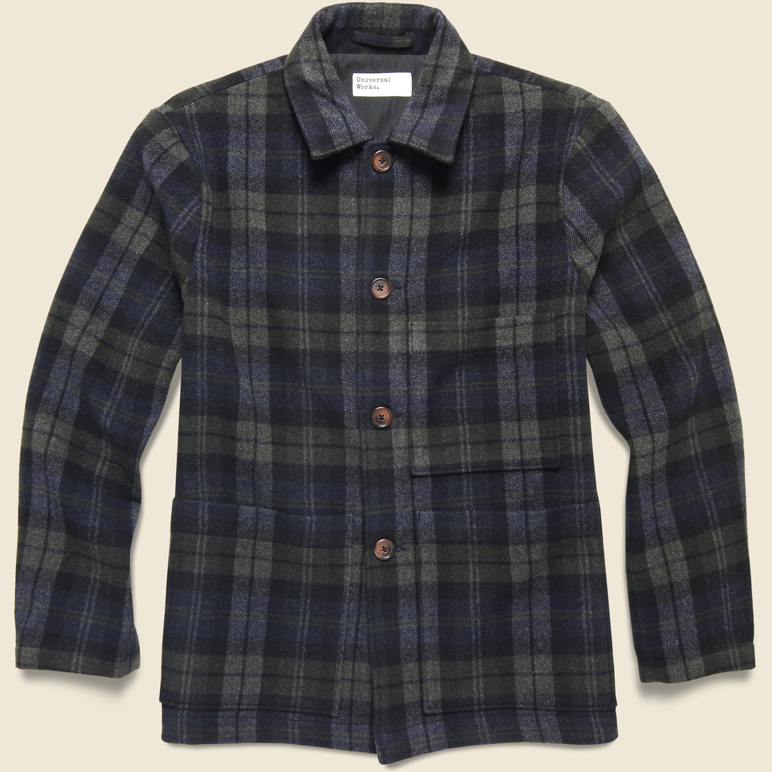 Universal Works Simple Wool Bakers Jacket - Charcoal Check