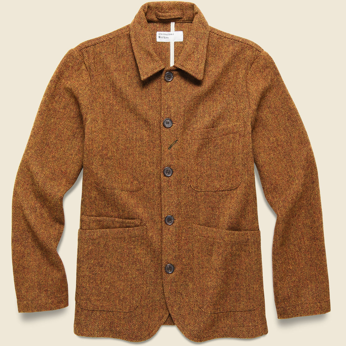 Universal Works Simple Wool Bakers Jacket - Orange Herringbone