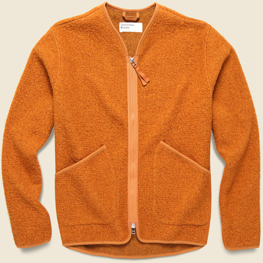 Universal Works Tibet Fleece Zip Liner Jacket - Orange