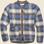 Wool Fleece Zip Liner Jacket - Blue/Brown Check - Universal Works - STAG Provisions - Outerwear - Coat / Jacket