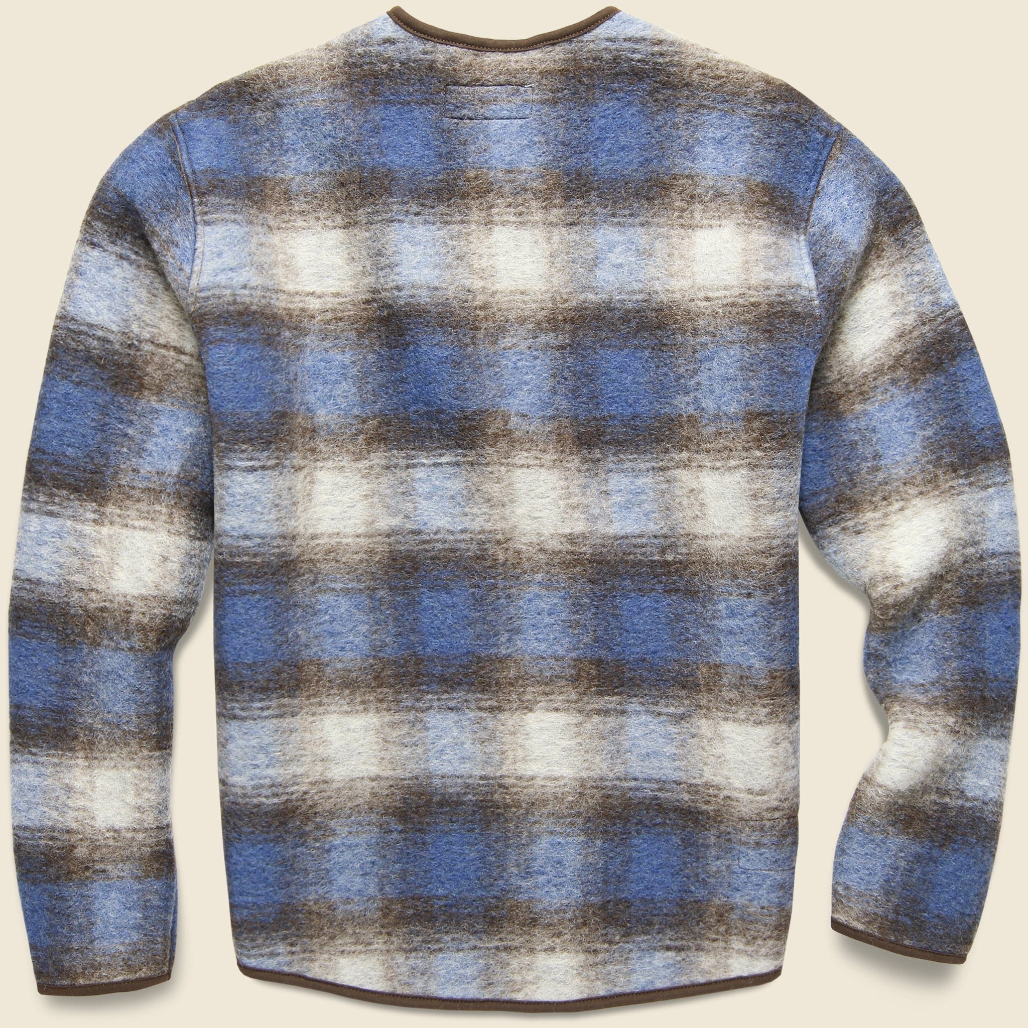 Wool Fleece Zip Liner Jacket - Blue/Brown Check - Universal Works - STAG Provisions - Outerwear - Coat / Jacket