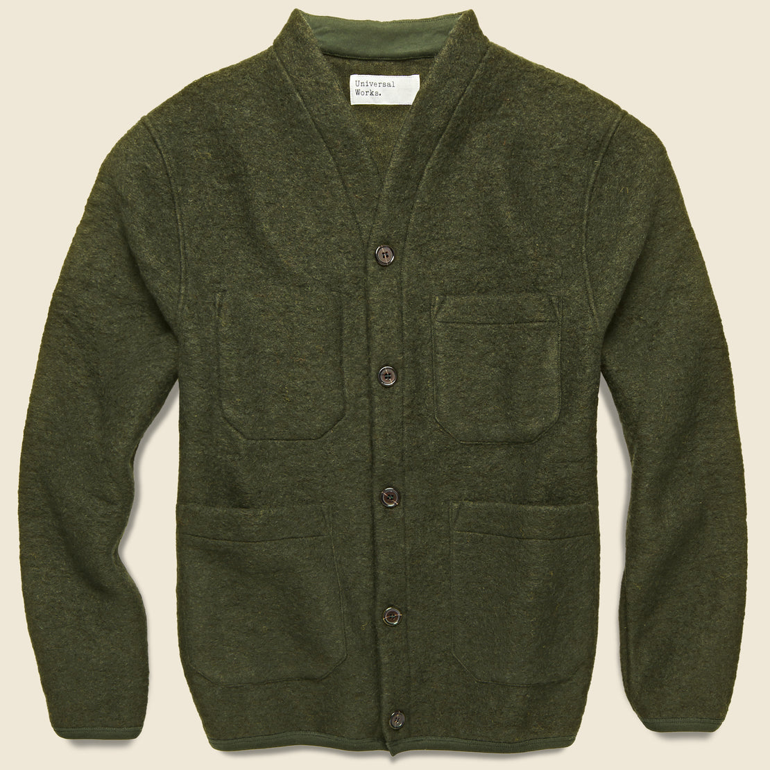 Universal Works Wool Fleece Cardigan - Olive