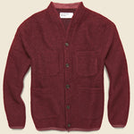 Wool Fleece Cardigan - Berry - Universal Works - STAG Provisions - Tops - Sweater