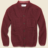 Wool Fleece Cardigan - Berry - Universal Works - STAG Provisions - Tops - Sweater