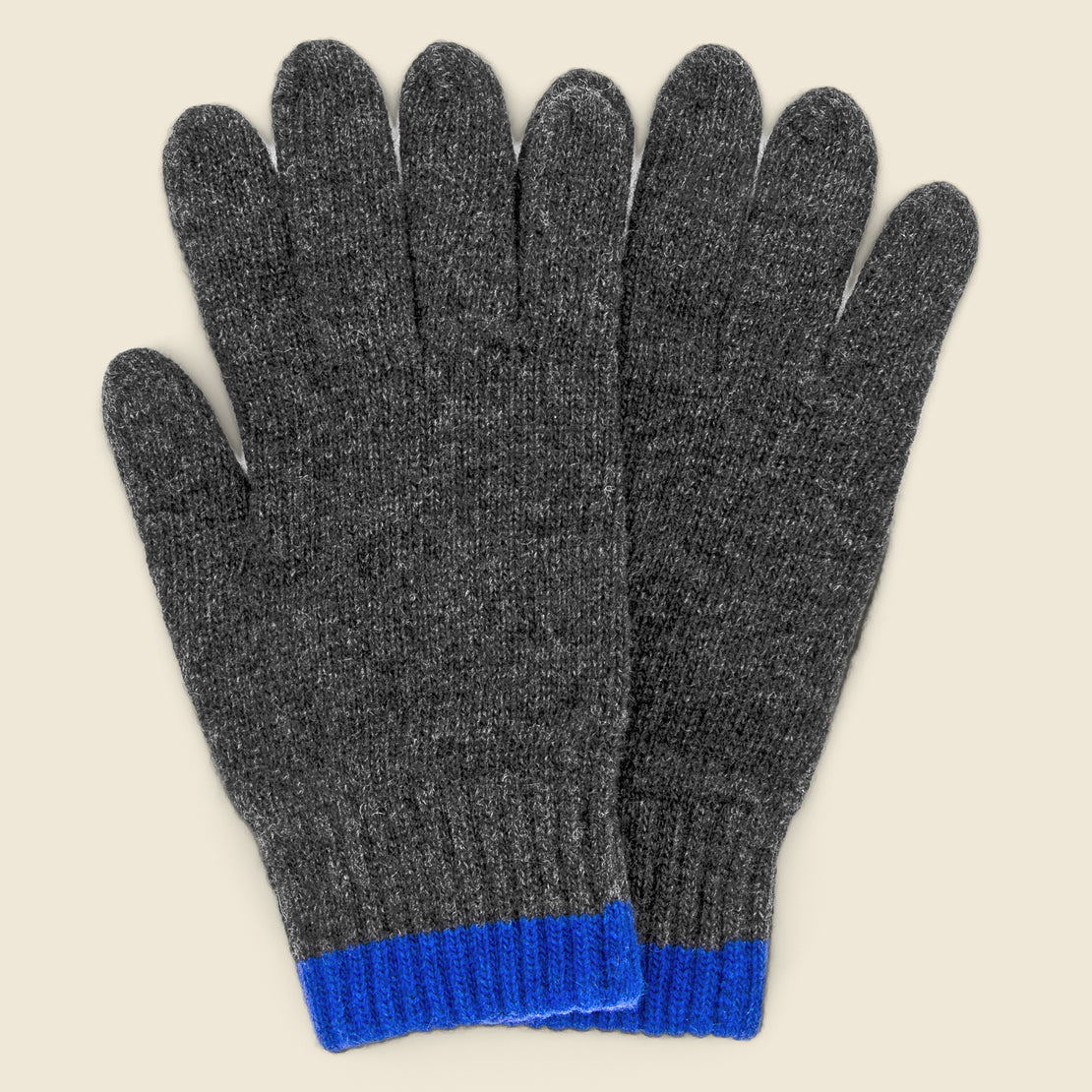 Universal Works Wool Knit Gloves - Charcoal/Blue