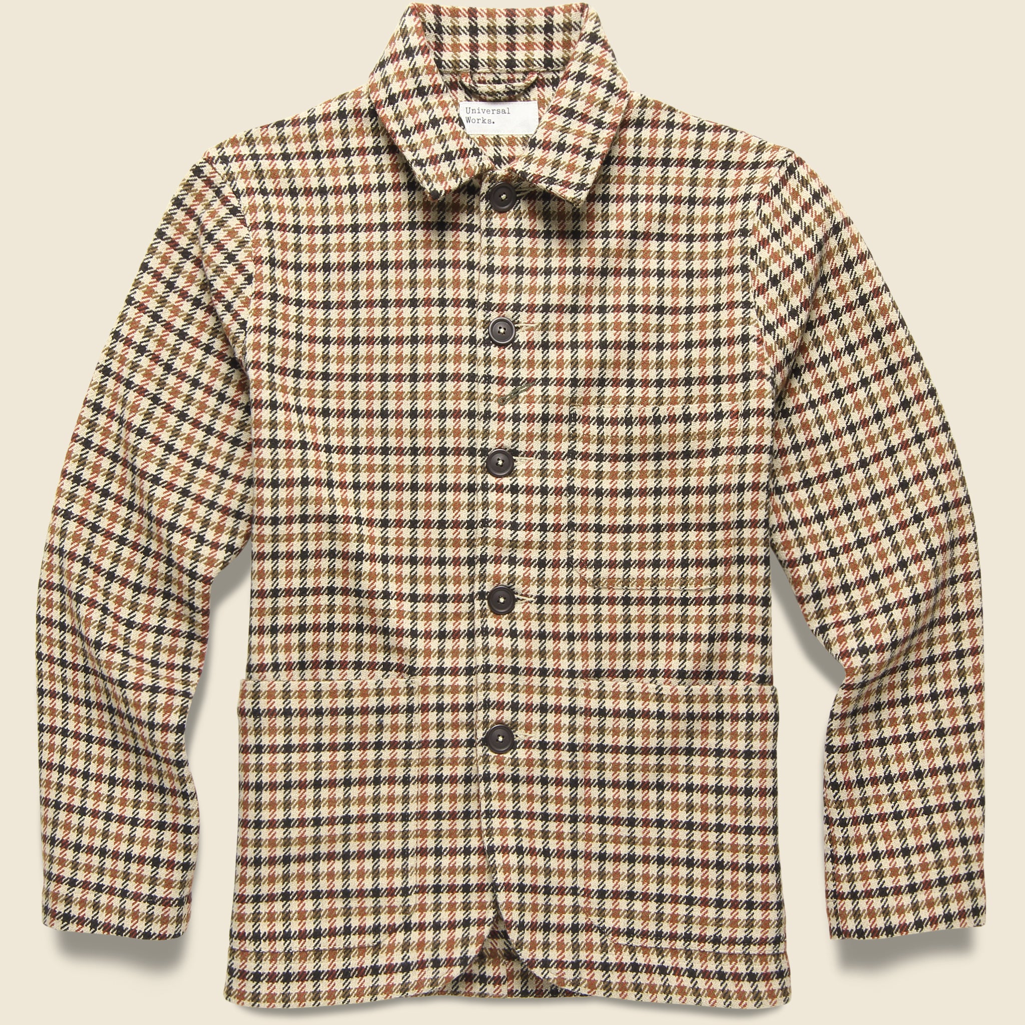 Bakers Chore Jacket - Stone Houndstooth Check - Universal Works - STAG Provisions - Outerwear - Coat / Jacket