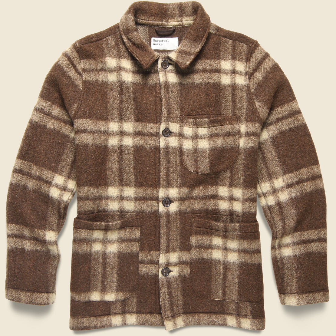 Universal Works Soft Wool Field Jacket - Brown Plaid
