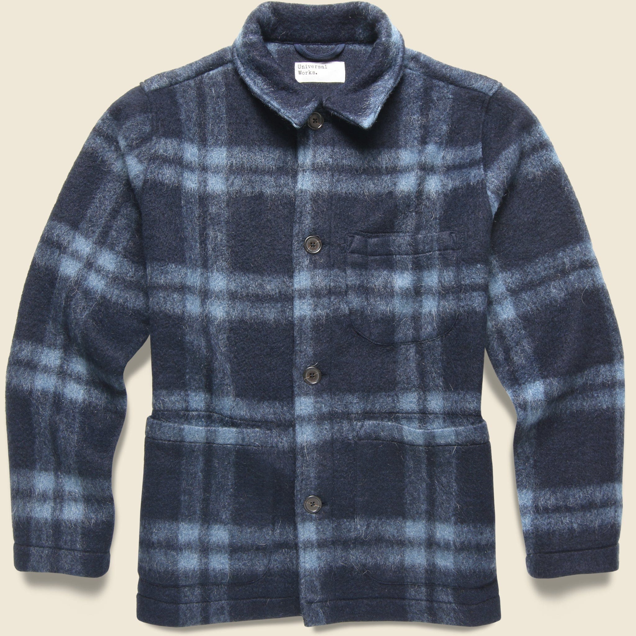 Soft Wool Field Jacket - Navy Plaid - Universal Works - STAG Provisions - Outerwear - Coat / Jacket