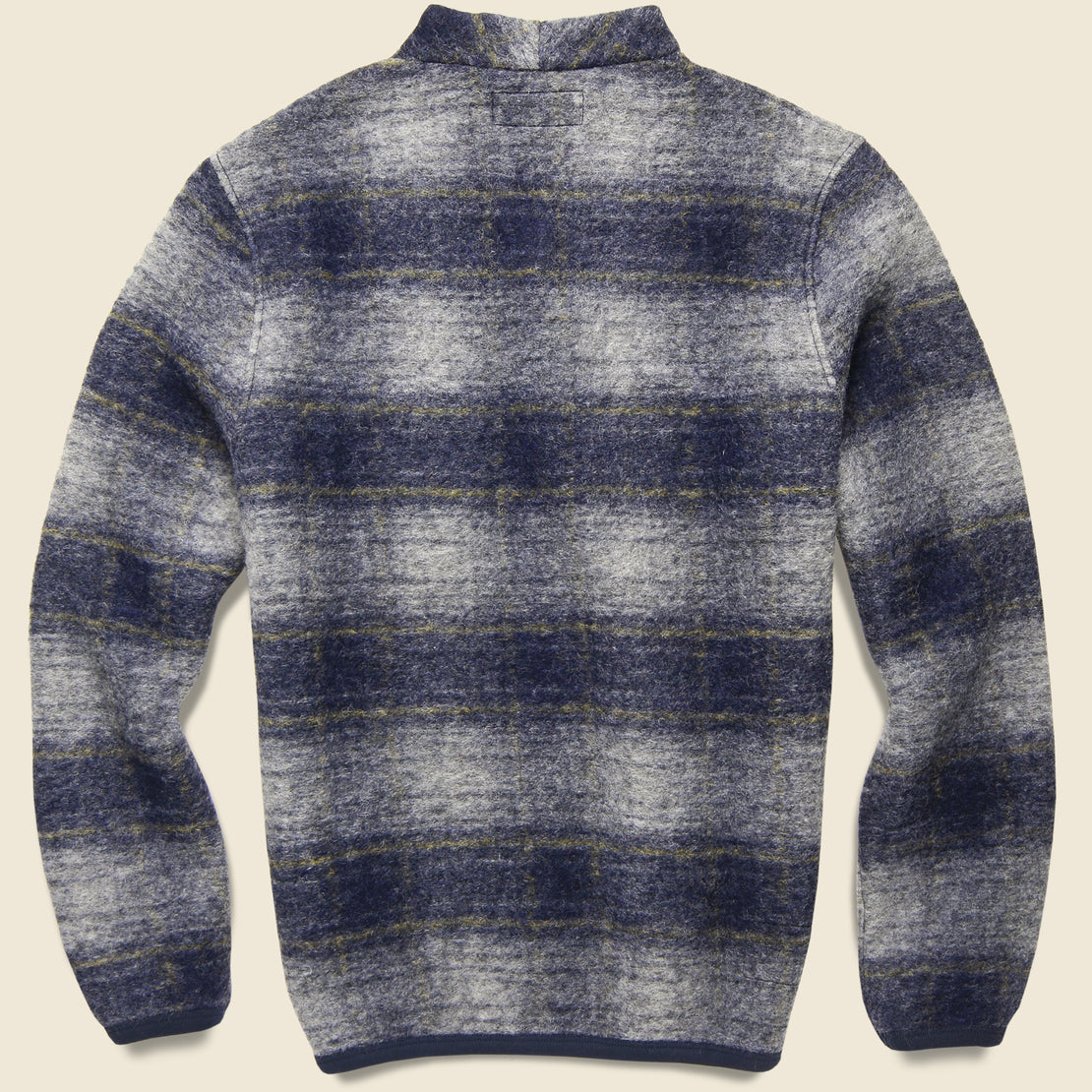 Wool Fleece Cardigan - Navy Austin Check - Universal Works - STAG Provisions - Tops - Sweater