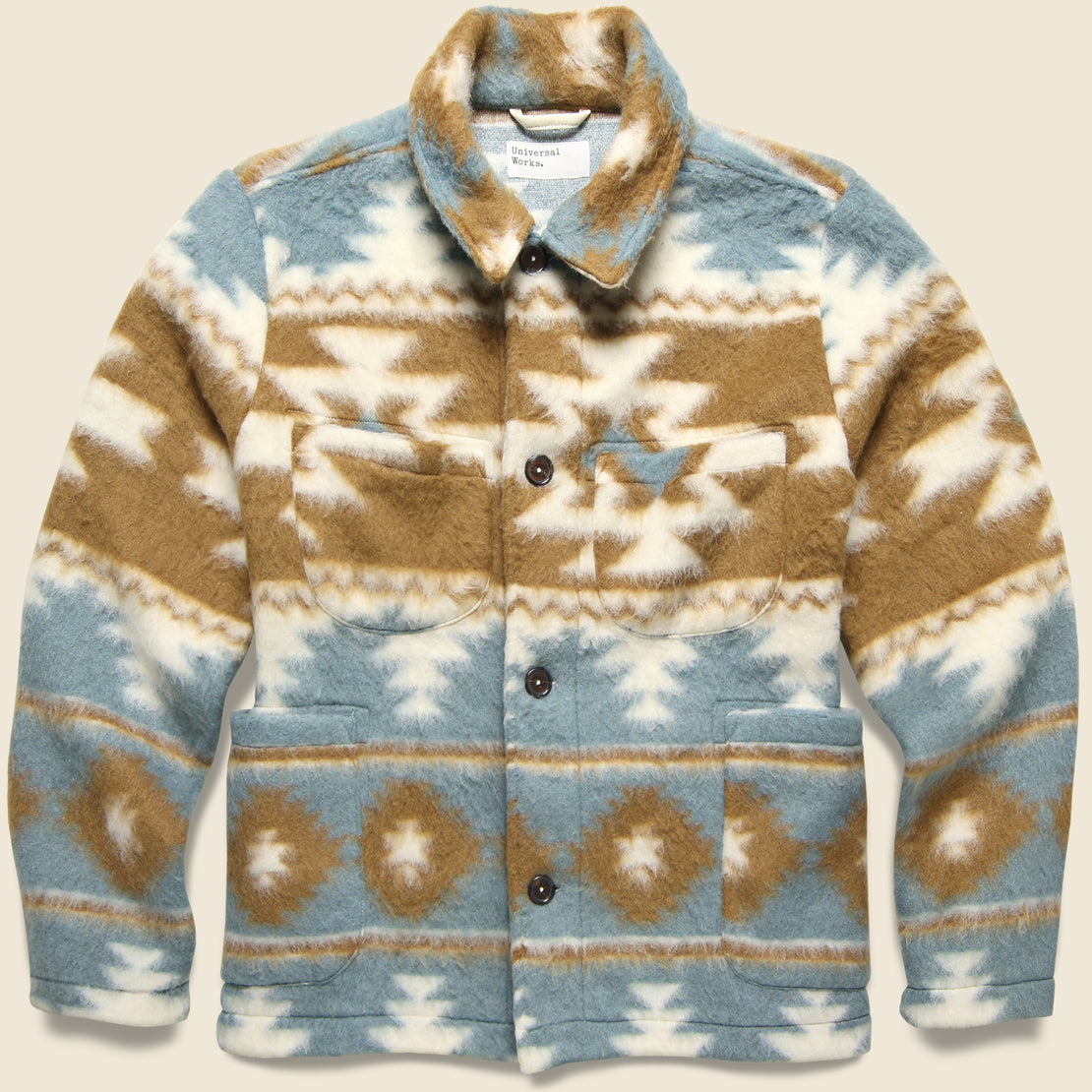 Universal Works Santa Fe Fleece Lumber Jacket - Sand/Ecru