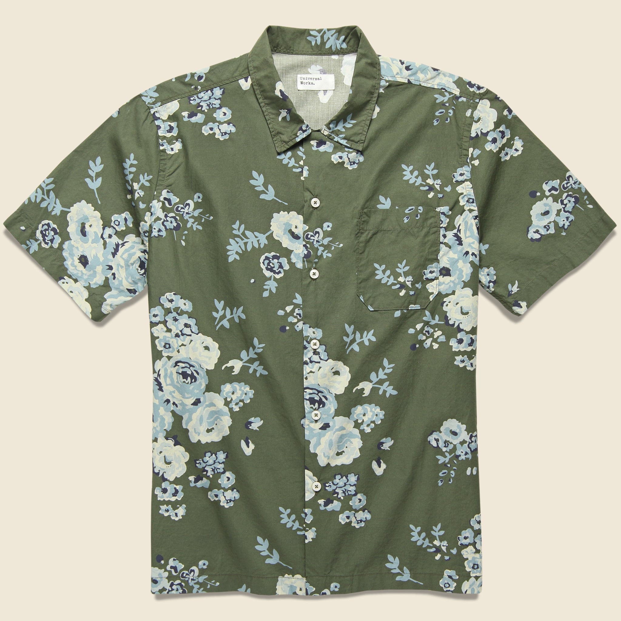 Road Shirt - Olive Flower - Universal Works - STAG Provisions - Tops - S/S Woven - Floral