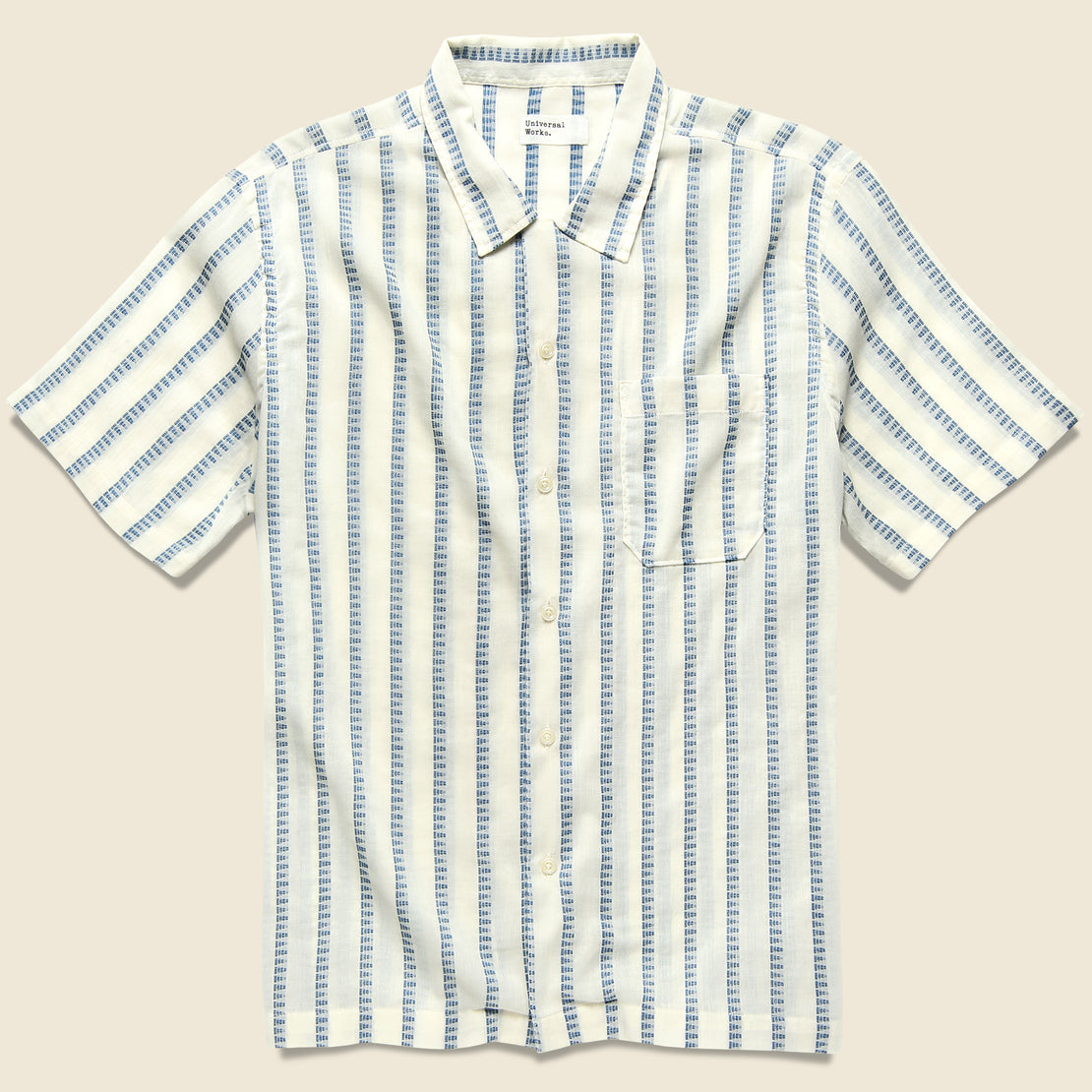 Universal Works Road Shirt - White Hendrix Stripe