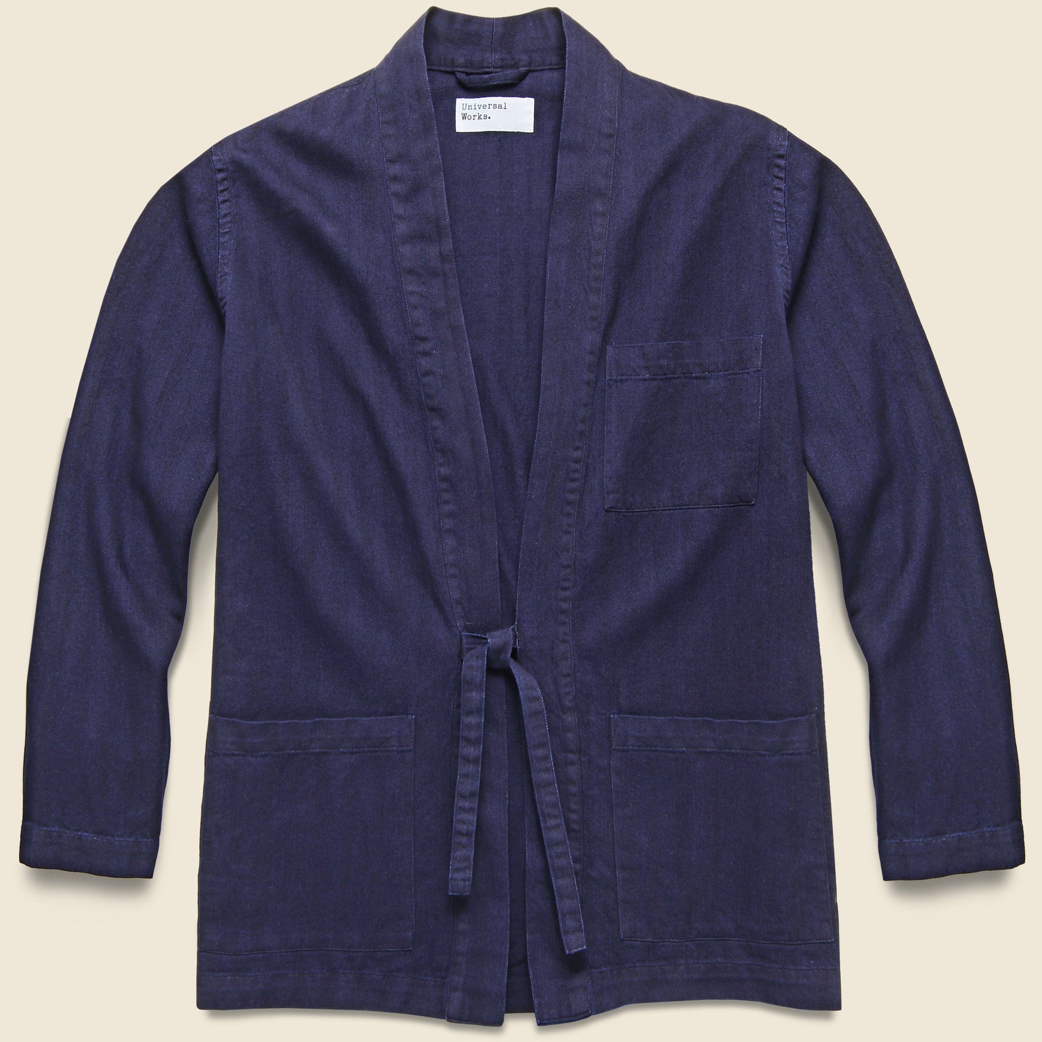 Tie Front Jacket - Indigo Herringbone Denim - Universal Works - STAG Provisions - Tops - L/S Woven - Overshirt