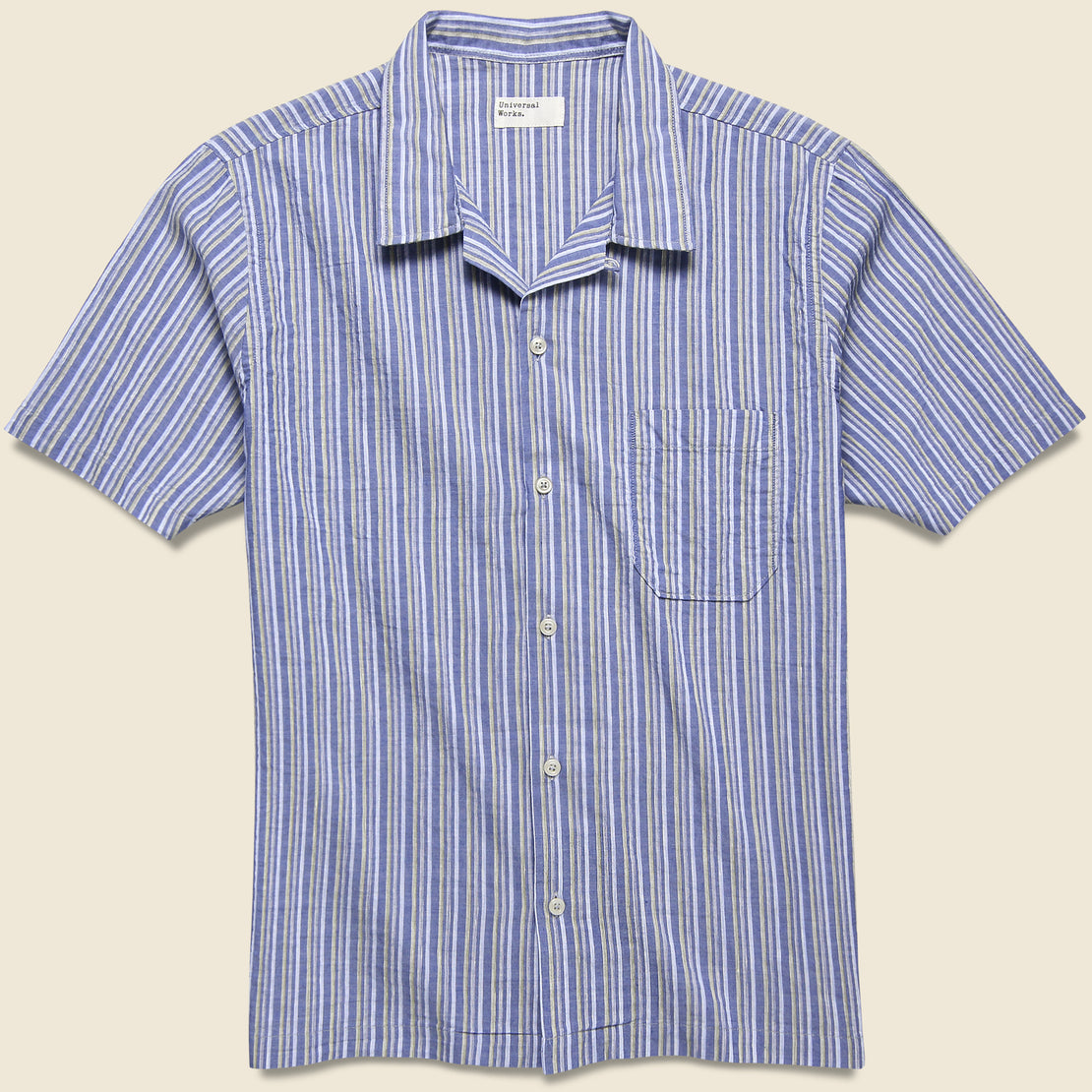 Universal Works Road Shirt - Blue Elton 2 Stripe