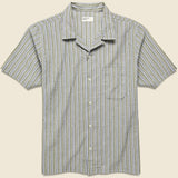 Road Shirt - Olive Elton 2 Stripe - Universal Works - STAG Provisions - Tops - S/S Woven - Stripe
