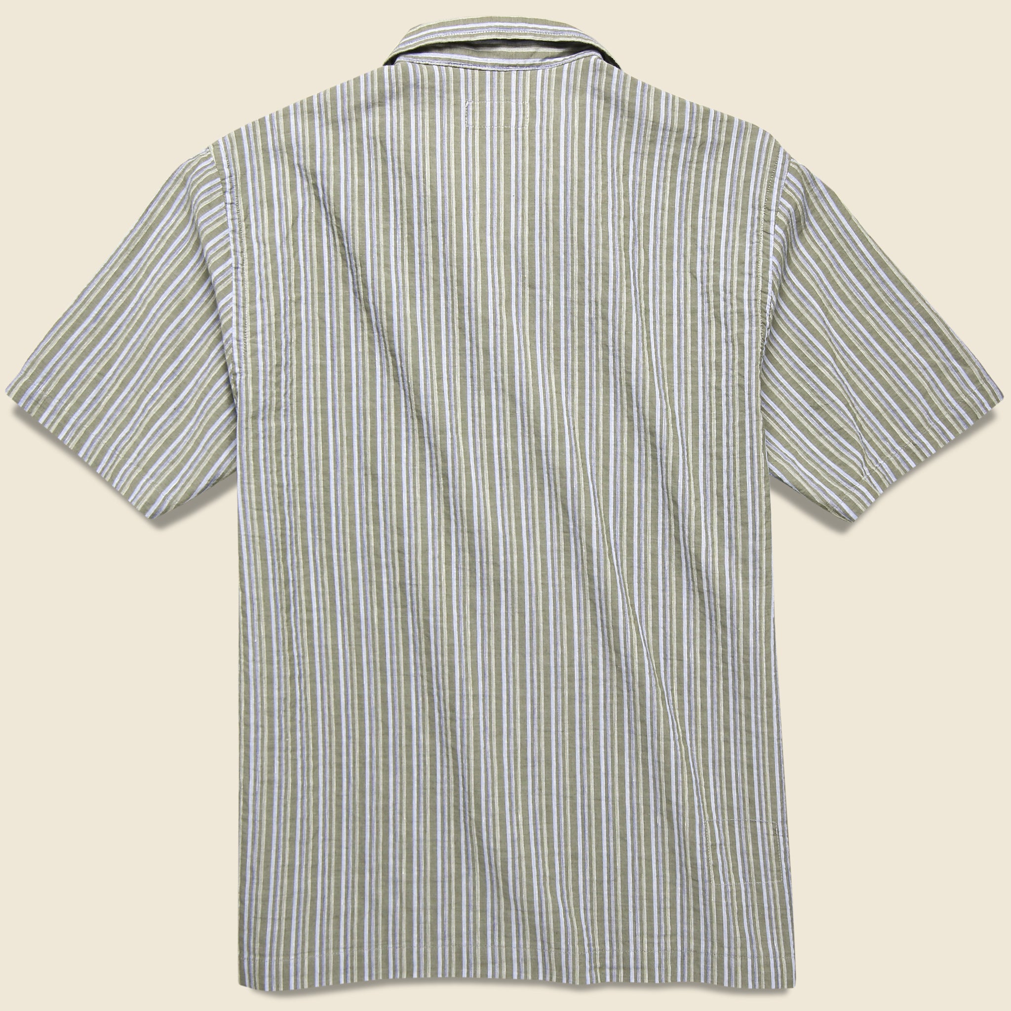 
                          Road Shirt - Olive Elton 2 Stripe - Universal Works - STAG Provisions - Tops - S/S Woven - Stripe
                        