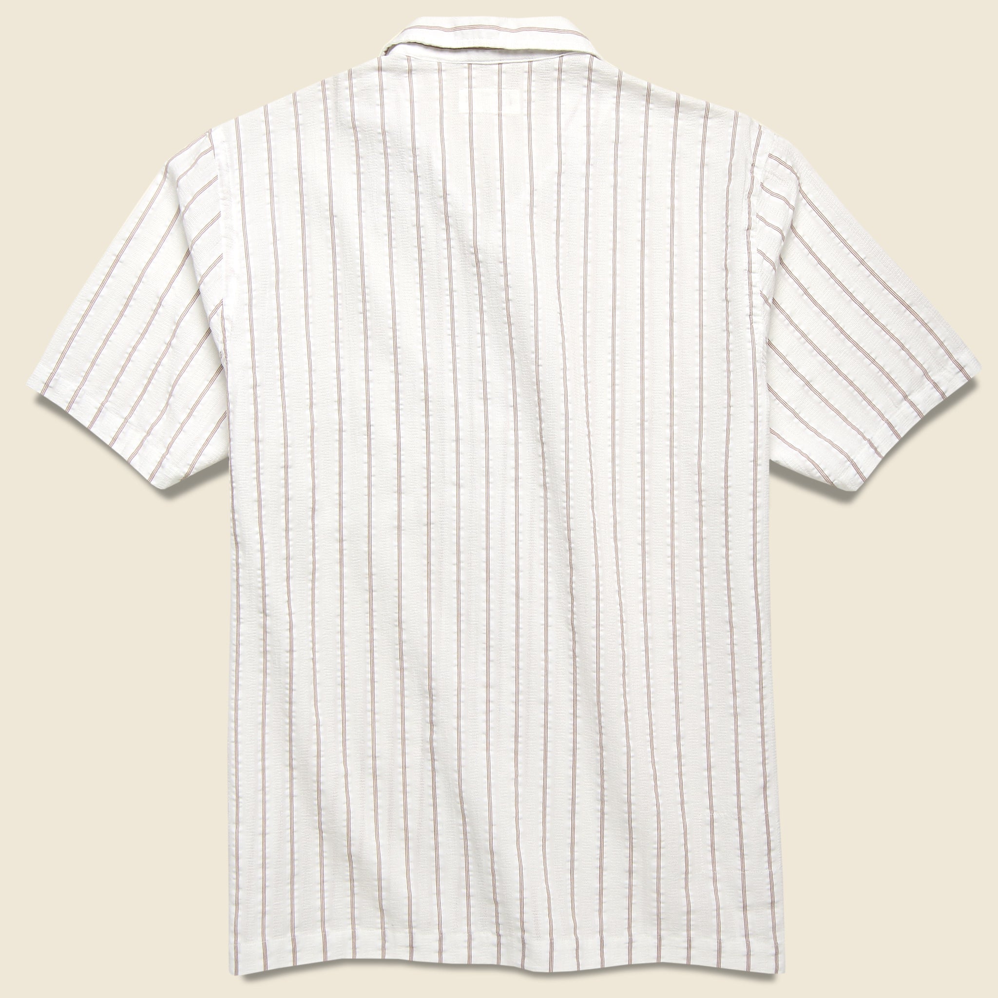 
                          Road Shirt - White/Raisin Rancho Stripe - Universal Works - STAG Provisions - Tops - S/S Woven - Stripe
                        