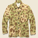 Patched Peacekeeper Camo Bakers Jacket - Olive/Sand - Universal Works - STAG Provisions - Outerwear - Coat / Jacket