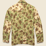 Patched Peacekeeper Camo Bakers Jacket - Olive/Sand - Universal Works - STAG Provisions - Outerwear - Coat / Jacket