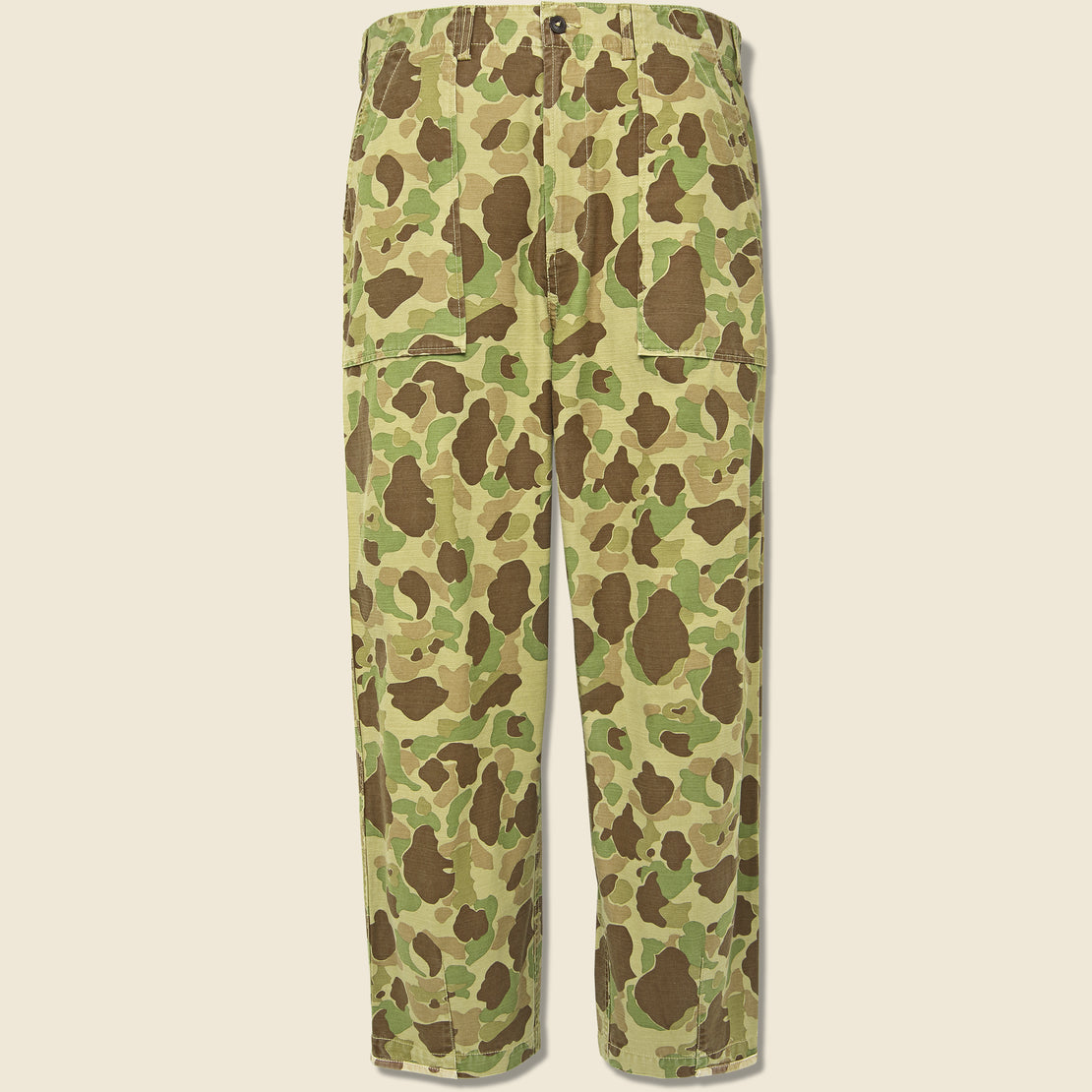 Universal Works Patched Peacekeeper Camo Fatigue Pant - Olive/Sand