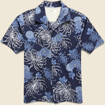 Japanese Flower Seersucker Shirt - Blue - Universal Works - STAG Provisions - Tops - S/S Woven - Floral