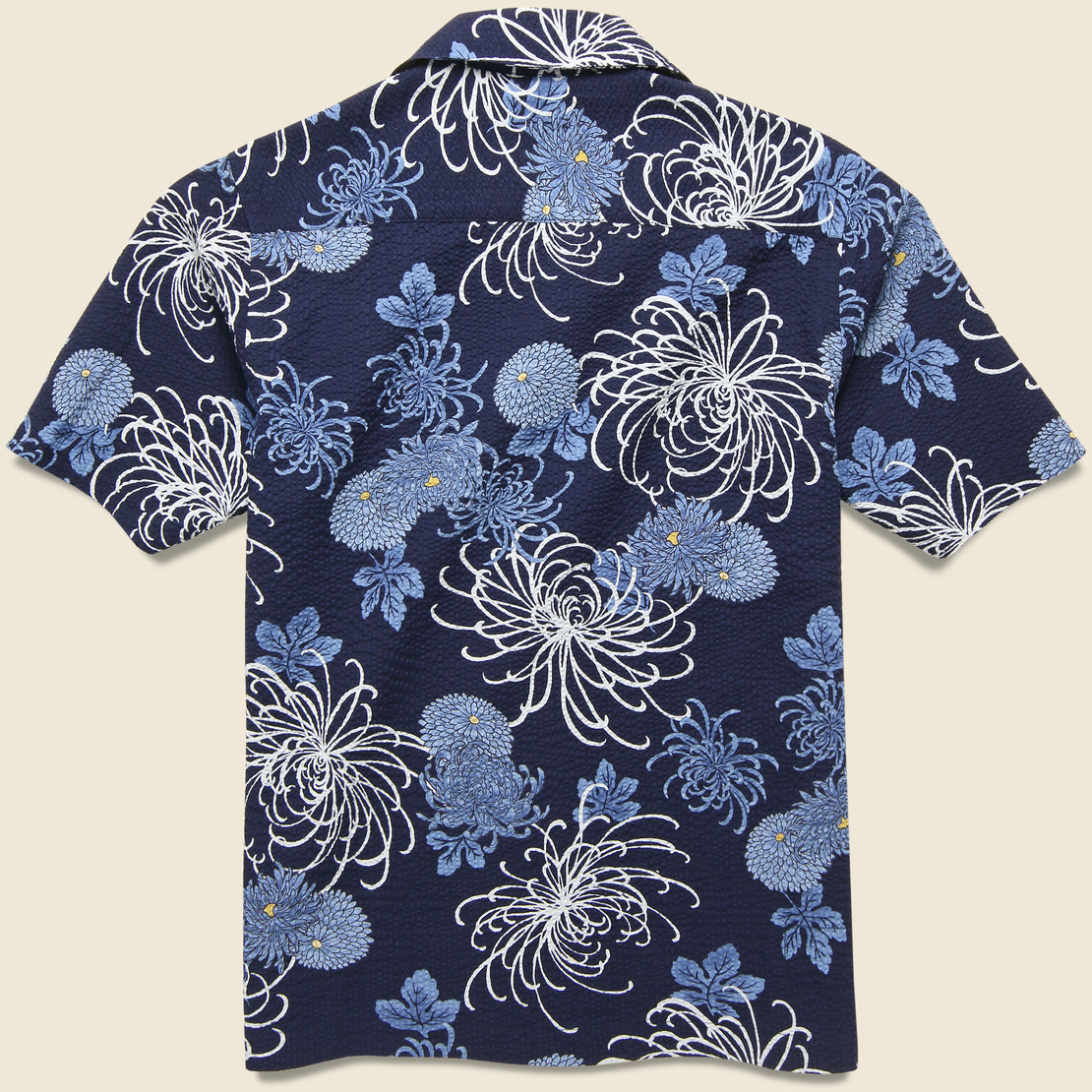 Japanese Flower Seersucker Shirt - Blue - Universal Works - STAG Provisions - Tops - S/S Woven - Floral