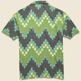 Zig Zag Ikat Road Shirt - Green - Universal Works - STAG Provisions - Tops - S/S Woven - Other Pattern