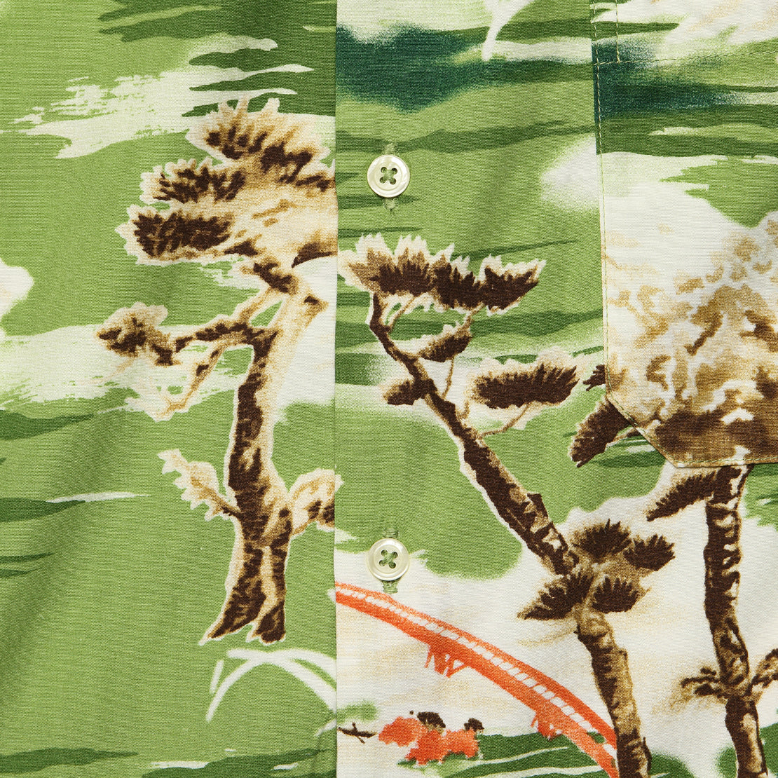 Fuji Summer Print Road Shirt - Green - Universal Works - STAG Provisions - Tops - S/S Woven - Other Pattern