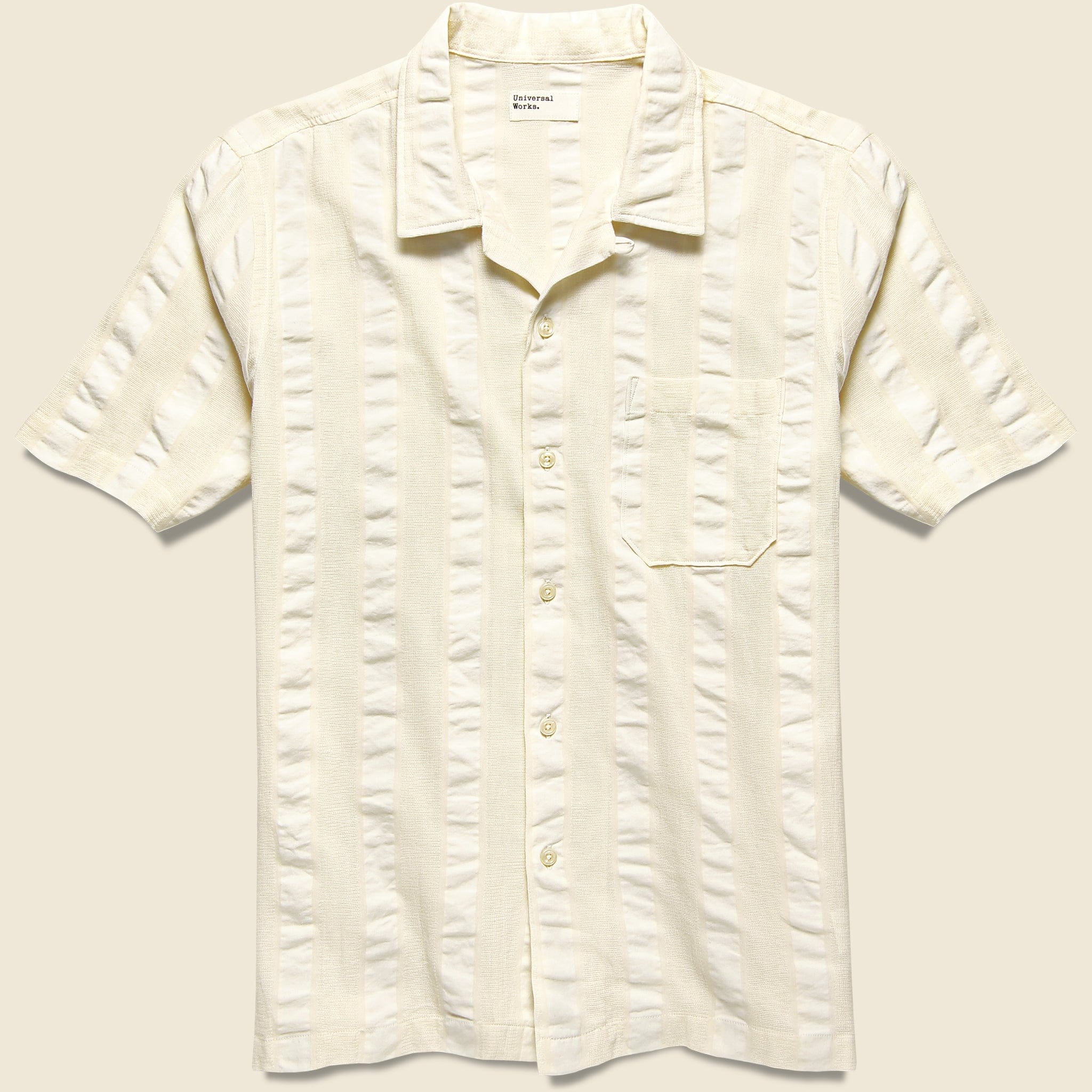 Self Stripe Road Shirt - White - Universal Works - STAG Provisions - Tops - S/S Woven - Stripe