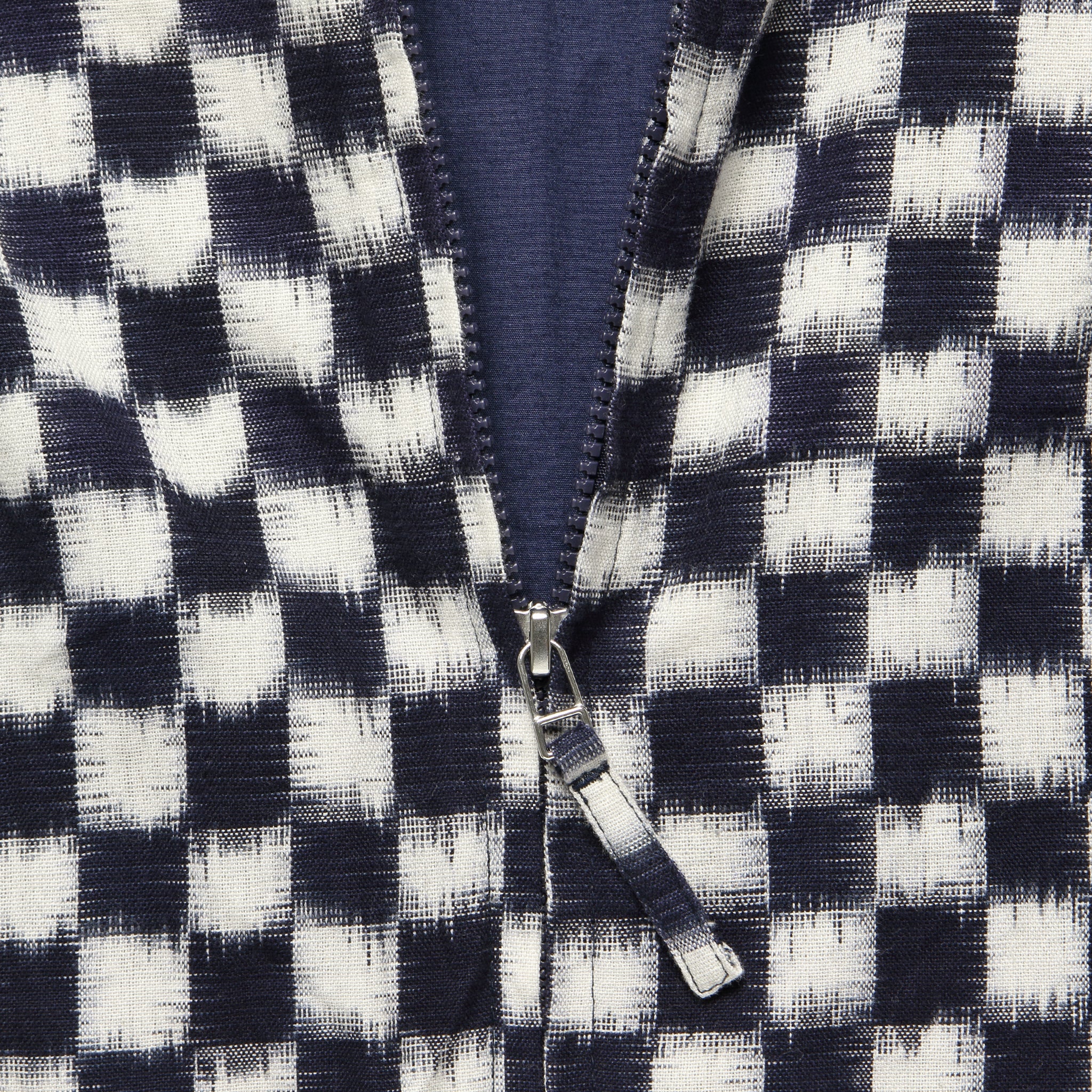 
                          Double Ikat Chequerboard Windcheater Jacket - Indigo/White - Universal Works - STAG Provisions - Outerwear - Coat / Jacket
                        