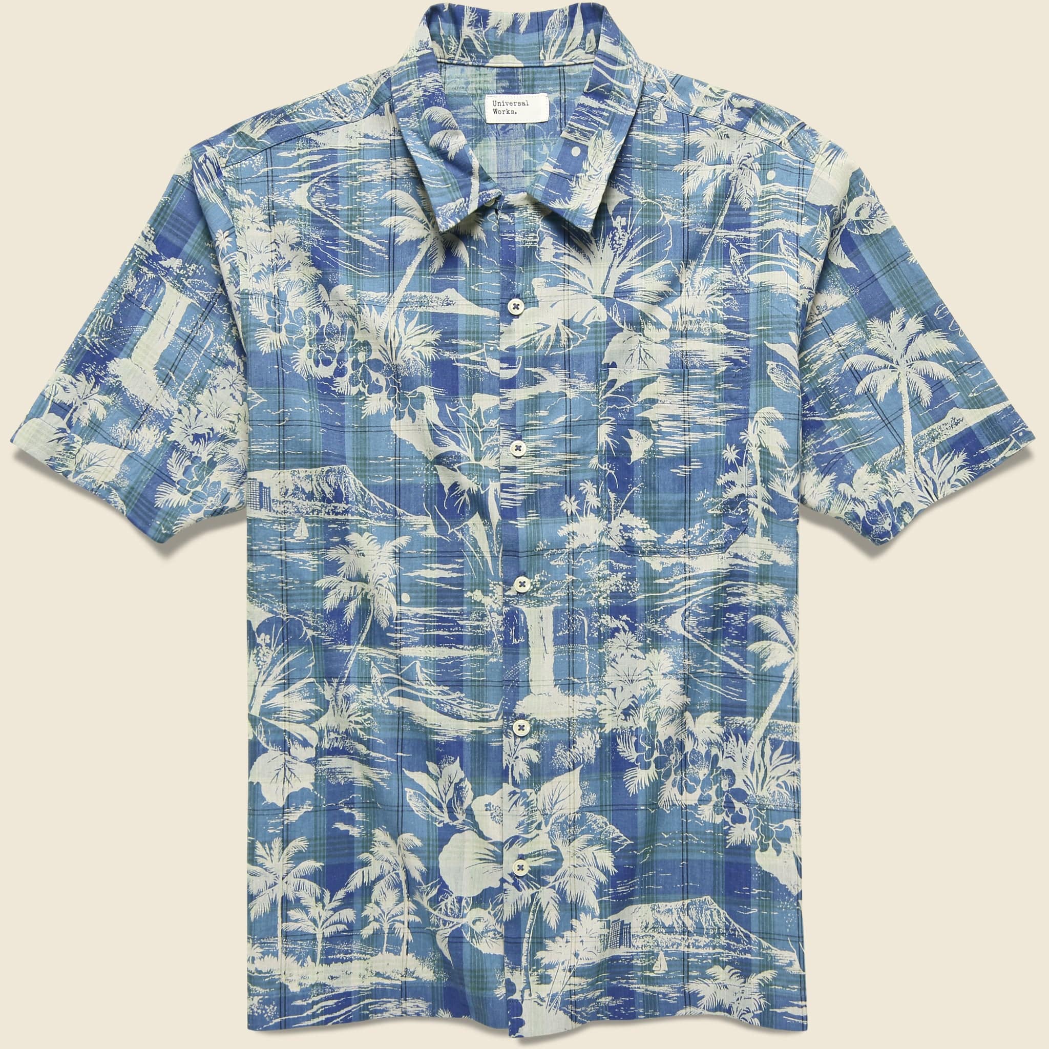 Tropical Check Road Shirt - Indigo - Universal Works - STAG Provisions - Tops - S/S Woven - Floral