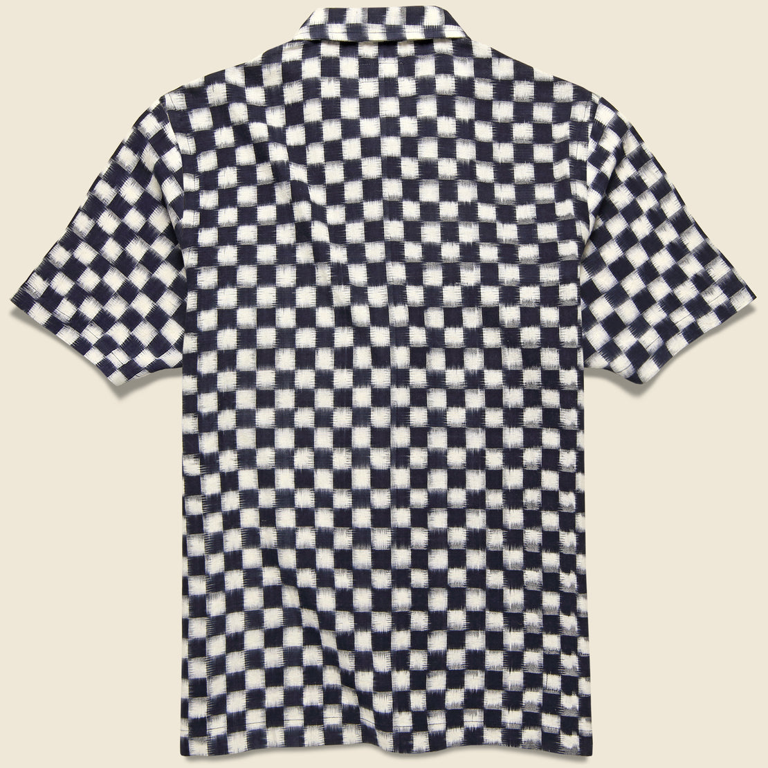Double Ikat Chequerboard Road Shirt - Indigo/White - Universal Works - STAG Provisions - Tops - S/S Woven - Other Pattern