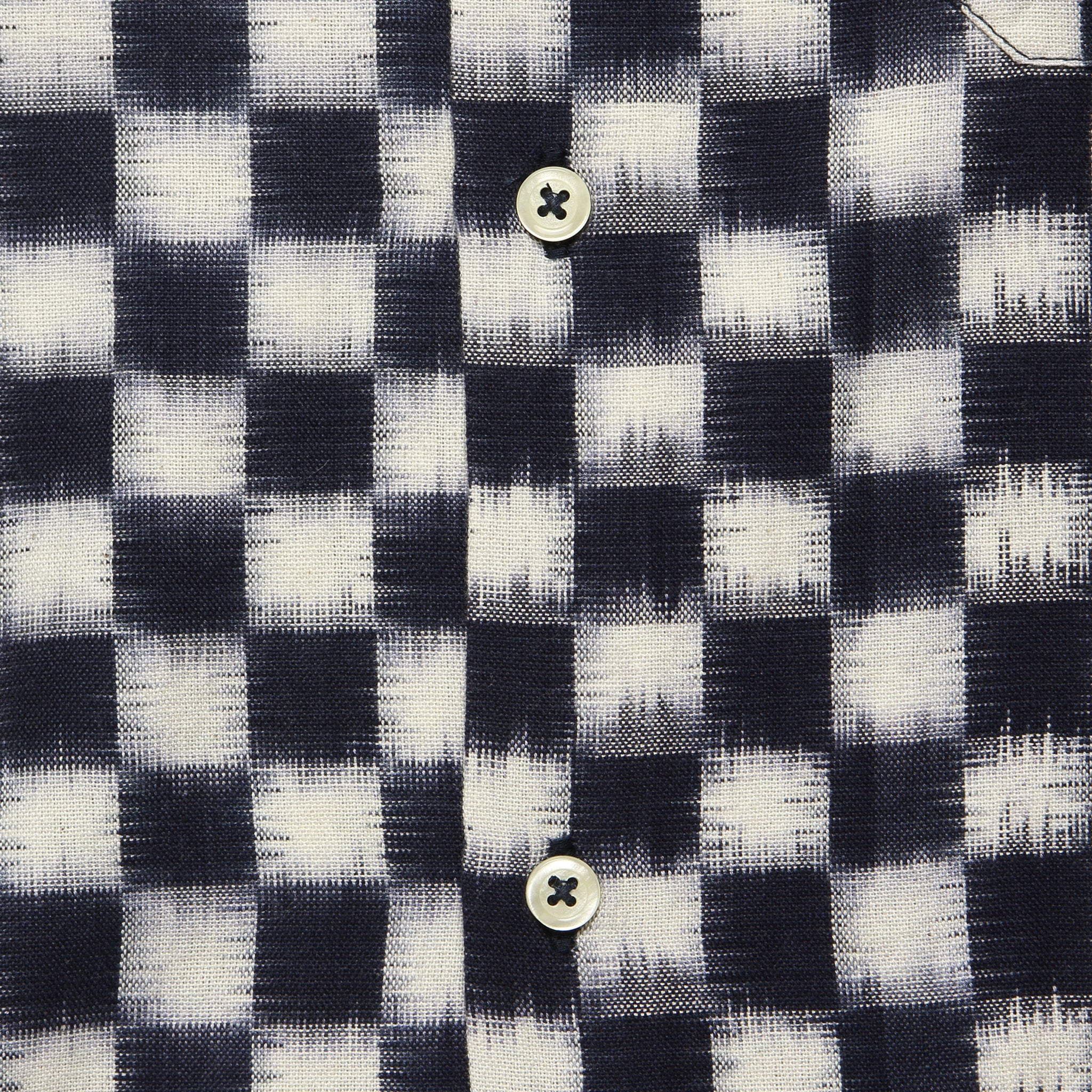 Double Ikat Chequerboard Road Shirt - Indigo/White - Universal Works - STAG Provisions - Tops - S/S Woven - Other Pattern