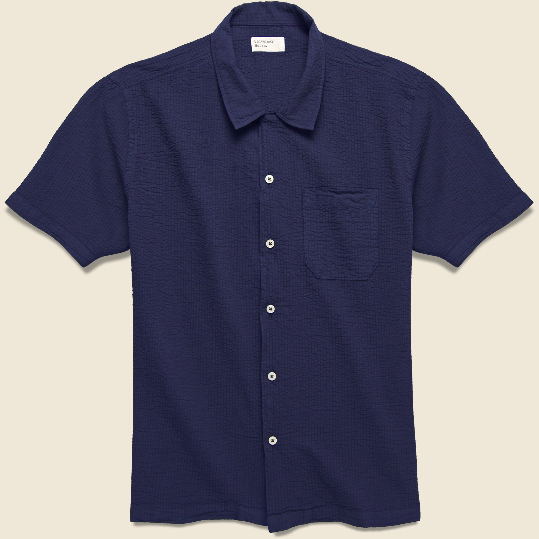 Bengal Seersucker Road Shirt - Navy - Universal Works - STAG Provisions - Tops - S/S Woven - Solid