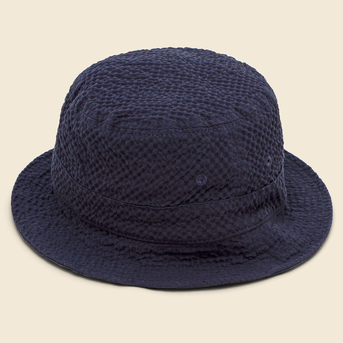 Universal Works Merida Seersucker Bucket Hat - Navy