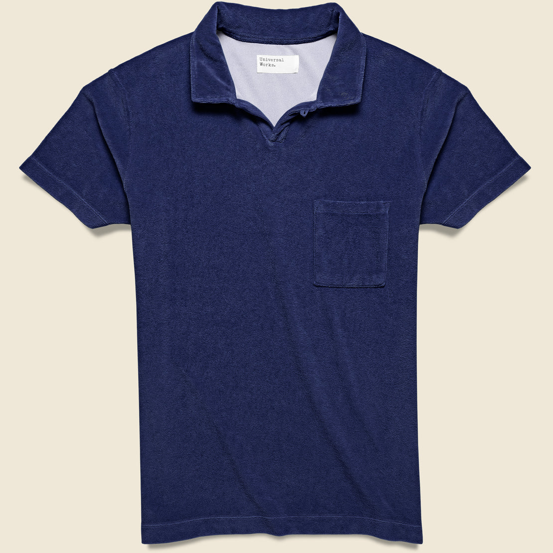 Universal Works Terry Fleece Vacation Polo - Ink Blue