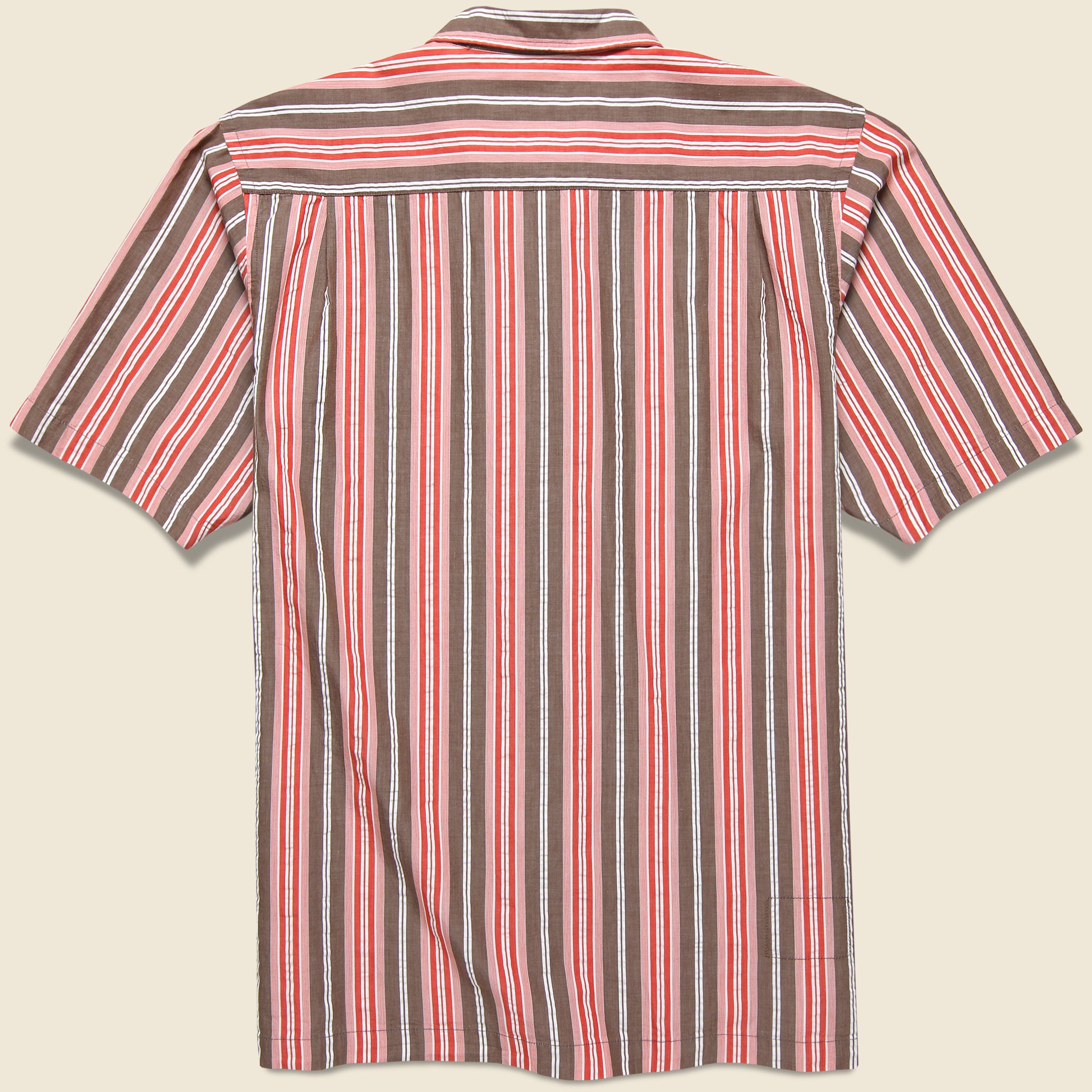 
                          Nassau Stripe Camp Shirt - Red/Brown - Universal Works - STAG Provisions - Tops - S/S Woven - Stripe
                        