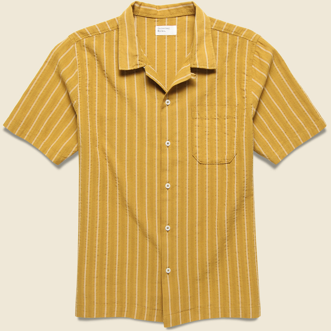 Universal Works Maui Stripe Camp Shirt - Mustard