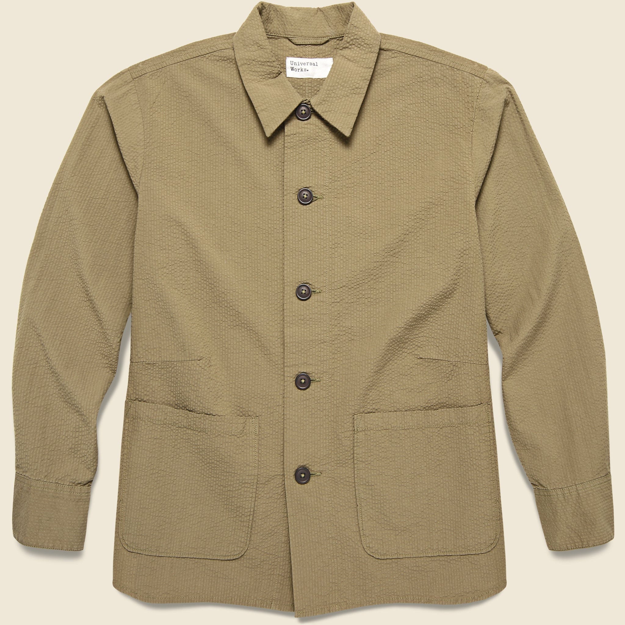 Seersucker Travail Shirt - Olive - Universal Works - STAG Provisions - Outerwear - Shirt Jacket
