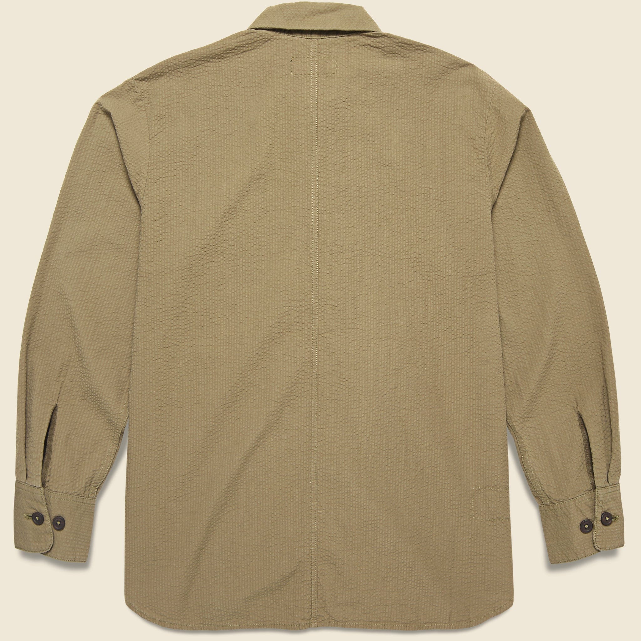 Seersucker Travail Shirt - Olive - Universal Works - STAG Provisions - Outerwear - Shirt Jacket