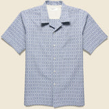 Porto Cotton Camp Shirt - White/Blue - Universal Works - STAG Provisions - Tops - S/S Woven - Other Pattern