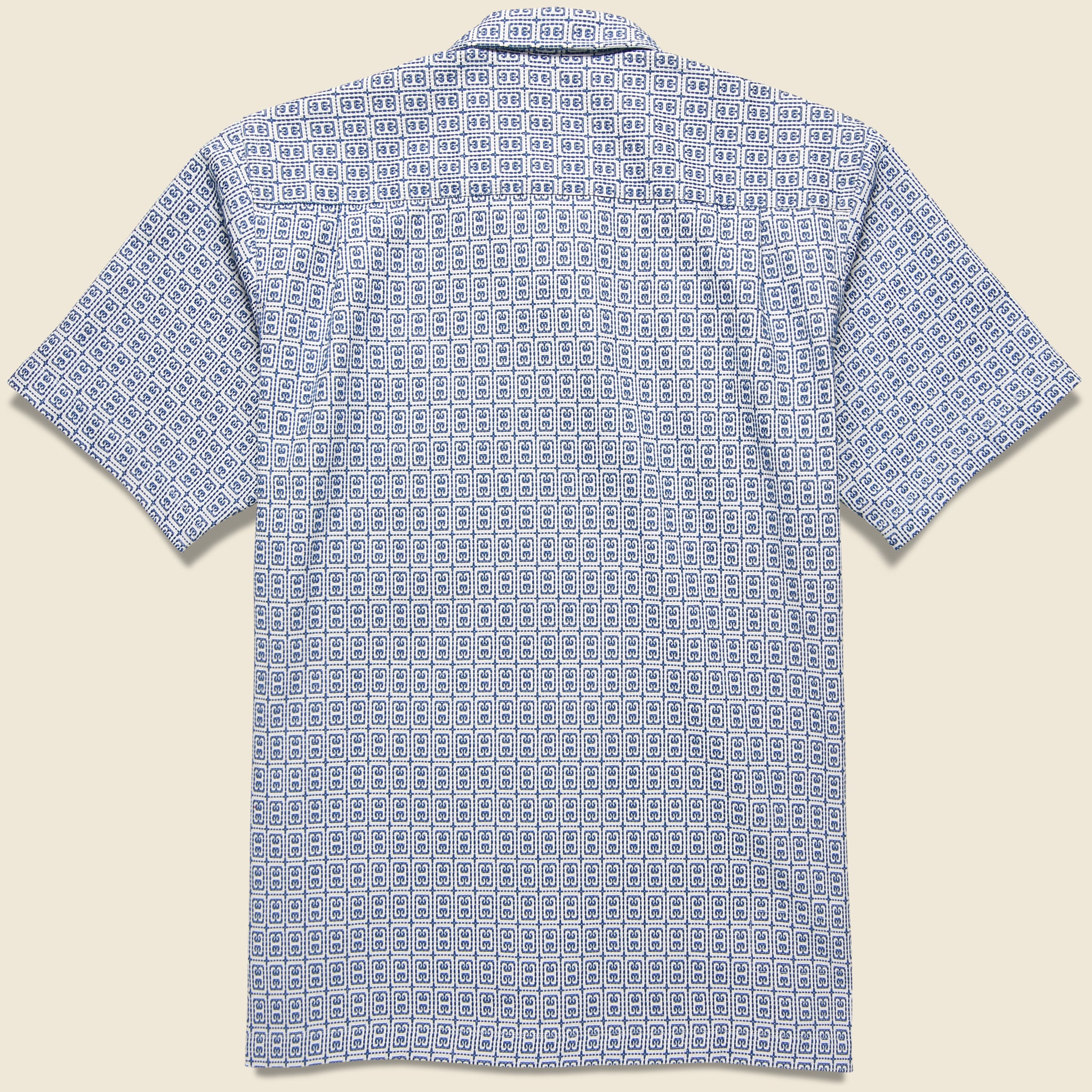 
                          Porto Cotton Camp Shirt - White/Blue - Universal Works - STAG Provisions - Tops - S/S Woven - Other Pattern
                        